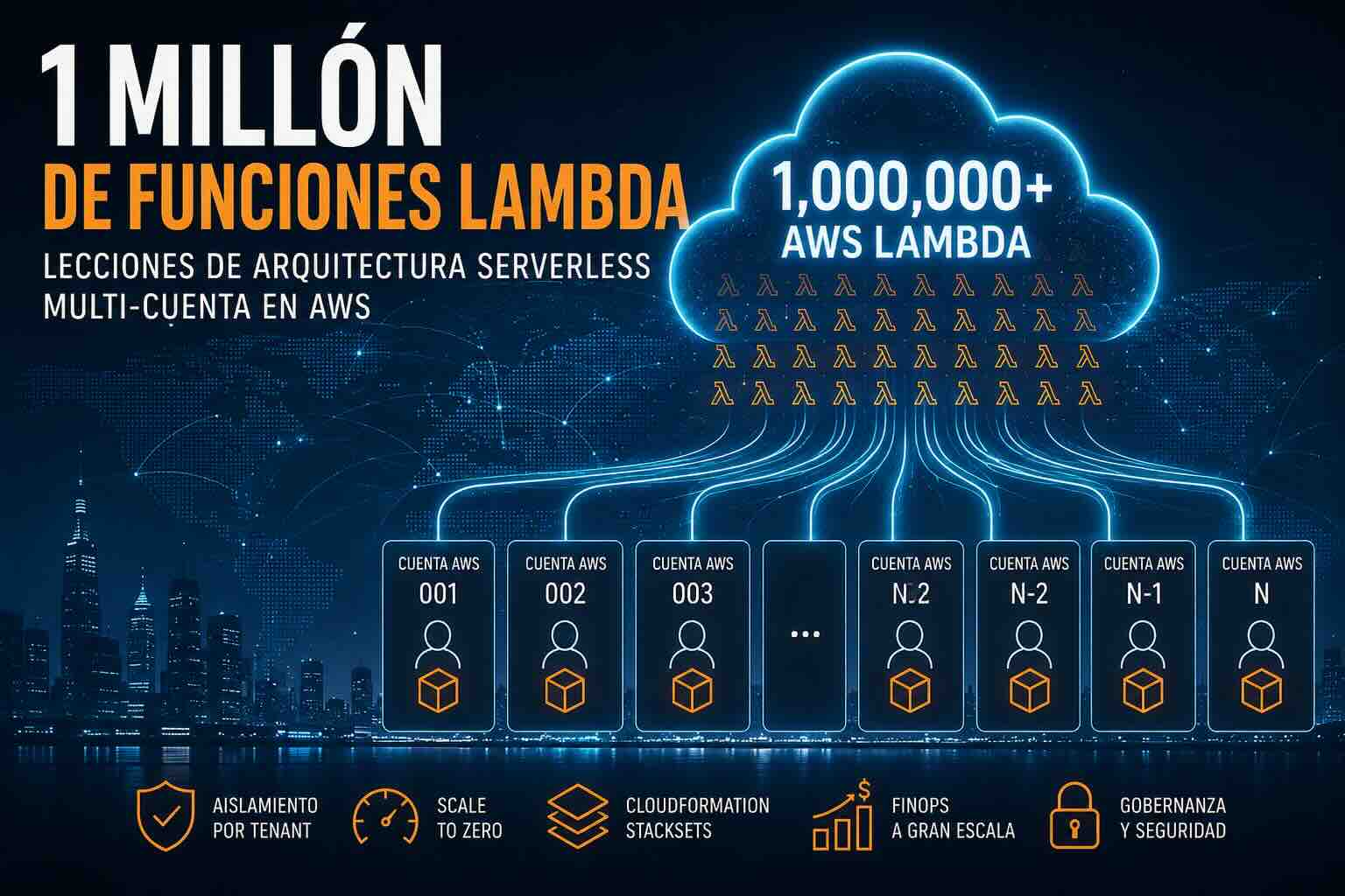 1 millón de funciones AWS Lambda: lecciones de arquitectura serverless multi-cuenta y escalabilidad en AWS